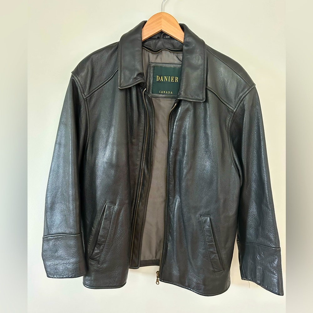 Danier Black Leather Shirt Jacket